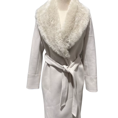 Forever New Womens  Size 10 Fur Coat Cream 