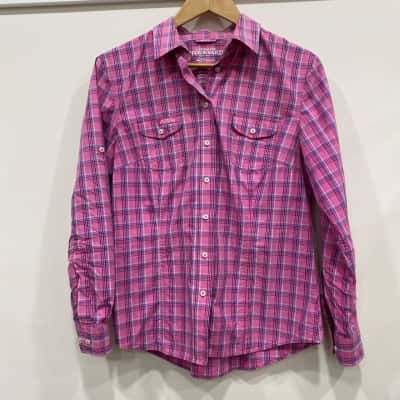 R.M. Williams Womens  Size 10 Long Sleeve Shirt Checked / Pink  