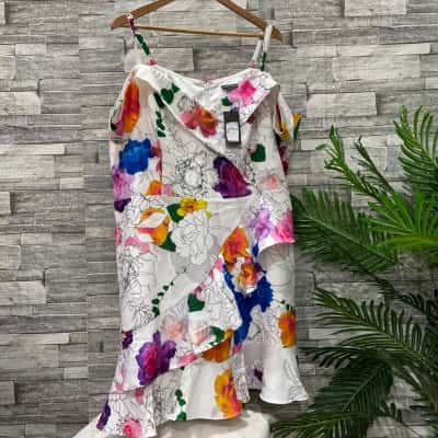 City Chic Womens  Size 24 Midi Dress Floral / Multicoloured / White 