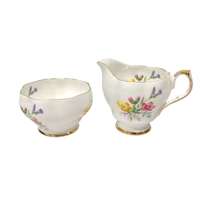Queen Anne “Old Country Spray” Bone China Cream Jug & Sugar Bowl Set
