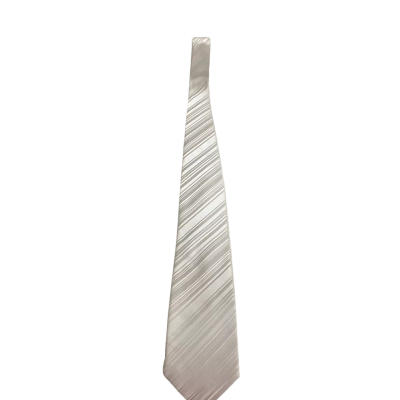  Mens Silver Striped Silk Tie 