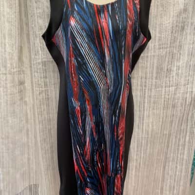 Liz Jordan RRP $169.95  Womens  Size 16 Casual Dress Black  / Orange / Red / White 