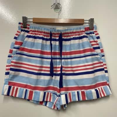 Peter Alexander Womens  Size S Sleep Shorts Blue / Red / White with Blue draw string