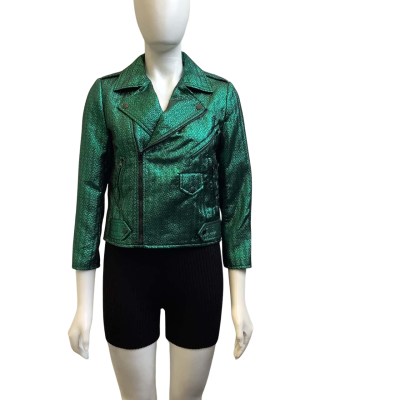Brand New Mossman Womens  Size 10 Metallic Biker Style Jacket Green 