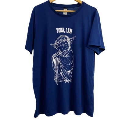  Star Wars YODA, I AM - Mens Short Sleeve T-shirt - Size XL - Blue 