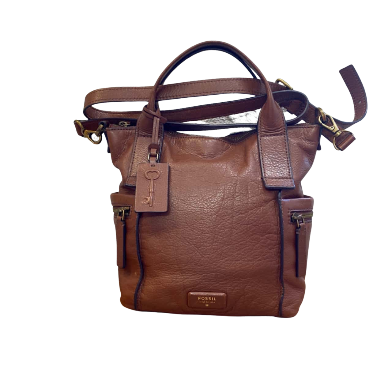 Womens Fossil Tan Tumbled Full Grain Leather Across Body Bag(s)