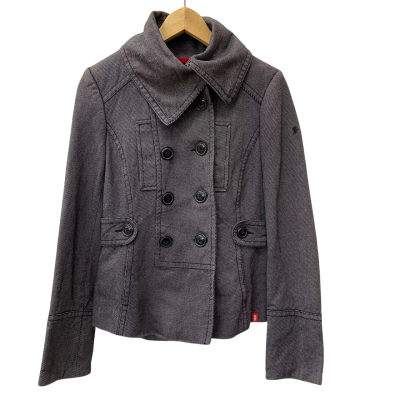 edc by Esprit Women's Double Breasted Jacket Size S Black/Grey Pattern