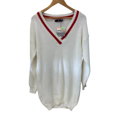 Missguided Womens Size S/M Sweater Dress White/Red