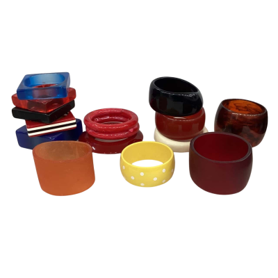 Bulk lot of 15x Vintage and Handmade Resin / Plastic Bangles - Perfect for Markets 