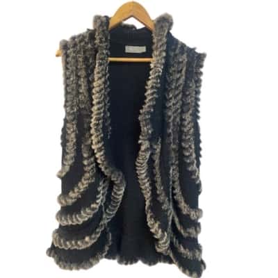 RJWEAR rabbit fur trim vest Sz 12