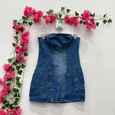 Pretty Little Thing Womens Mini Dress Size 10 Denim 