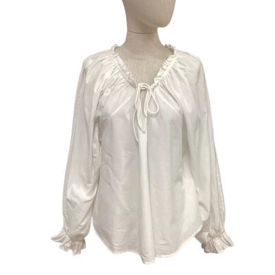 KINGA CSILLA  Size 6 Long Sleeve Boho Top White 