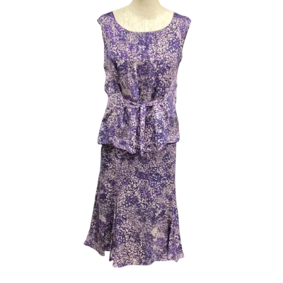 Perri Cutten  Silk Sleeveless Top and Skirt Size 14 Purple 