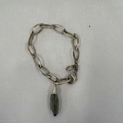  Women's Pilgrim Danish Design Charm  Bracelet with a Grey Glass Dangle