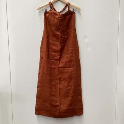 Dissh Womens  Size 12 Brown 100% linen long dress