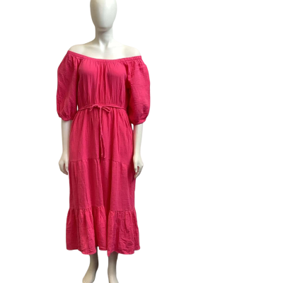 Brand New Sass Womens  Size 14 Felix Tiered Off Shoulder Dress Pink
