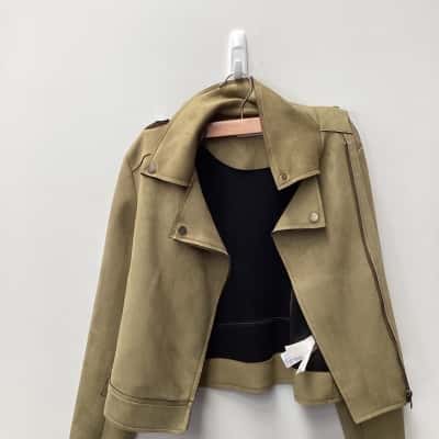 Cache Cache Womens Biker Jacket Olive Size 38
