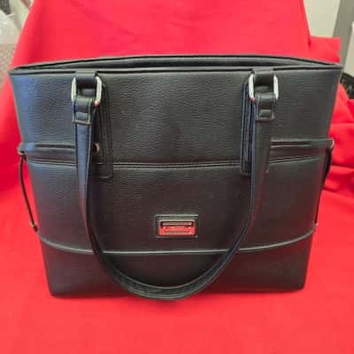 Cellini Womens Black  Bag with Pin Stripe Lining 