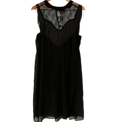 City Chic Womens Top Fringe Longline Dress Size S Black  | Brand New | RRP $89.95