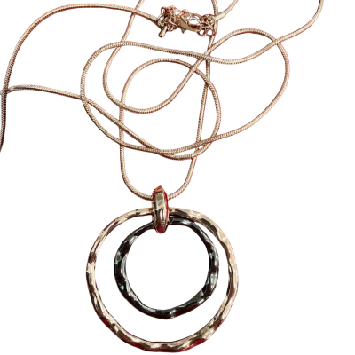  Womens ‘Taking Shape’ long pendant rose gold look 50cm  drop Necklace 