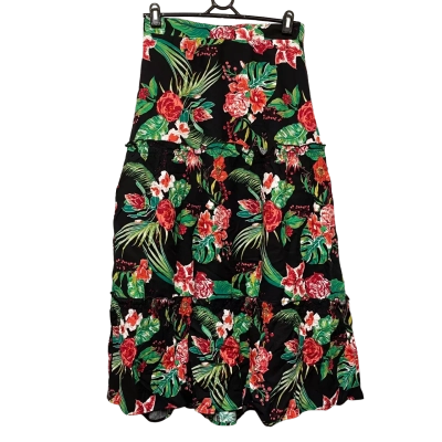 W. Lane Womens  Size 10 Black  / Floral Tiered Frill Skirt