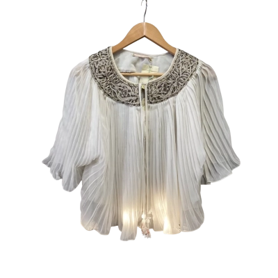 Trelise Cooper Womens  Size L Embroidered Collar Ivory