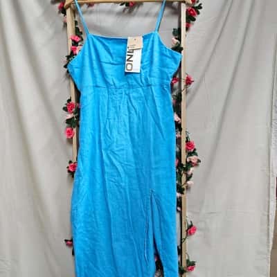 Womens ONLY Blue Linen Dress Size 12 RRP $69.95