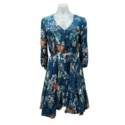 Jaase Womens Size L Casual Dress Blue / Multicoloured / Pattern 
