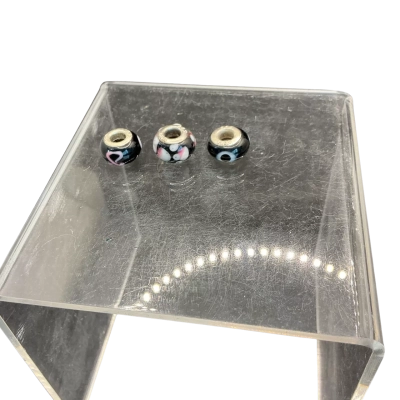  Womens 925 Stirling silver charm beads Black  / Pink  / White 