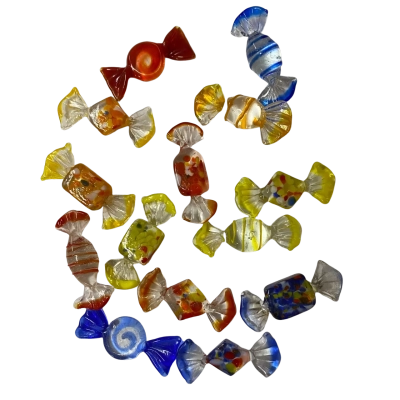 14 Glass Morano style candies 