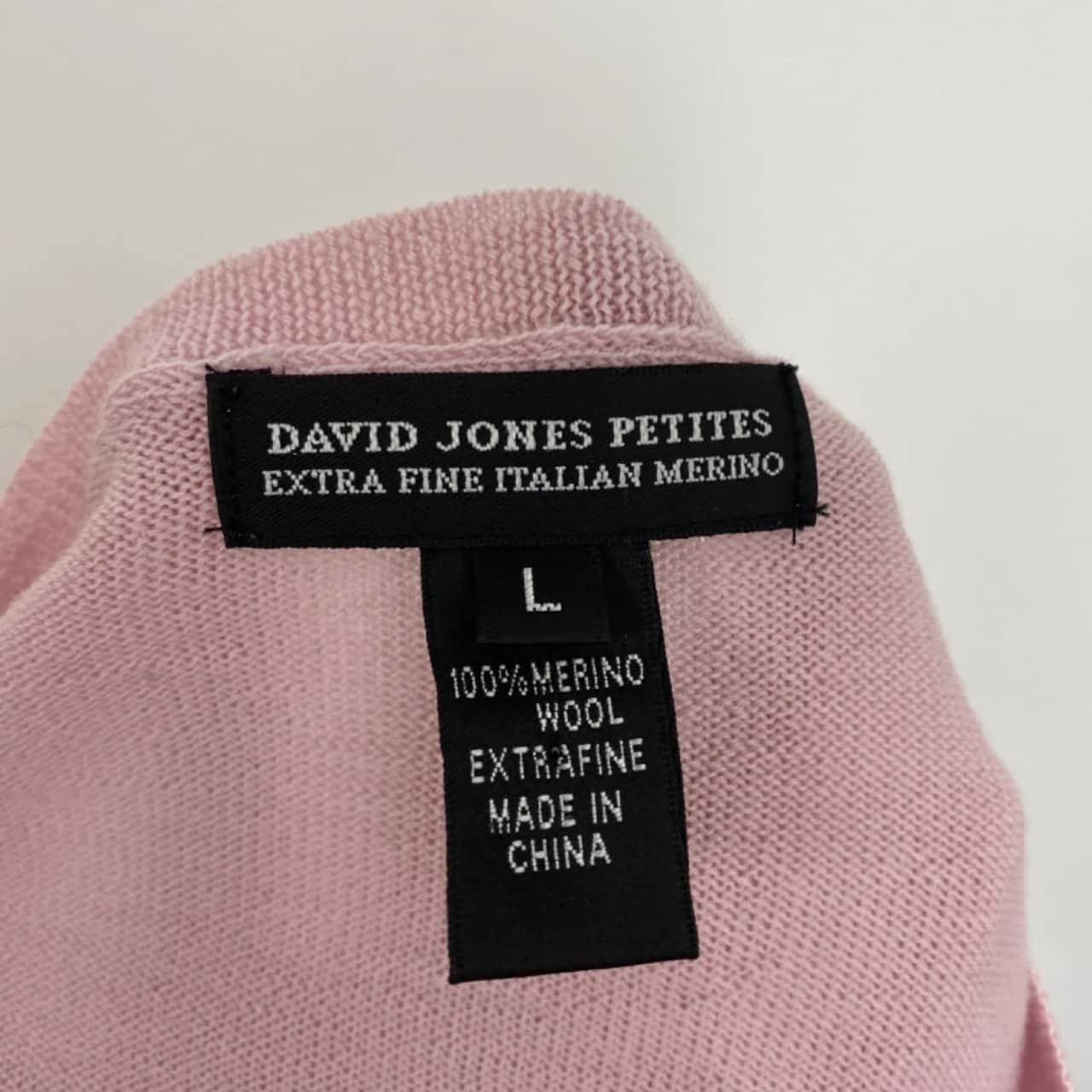 David Jones Womens Size L Pink Merino Wool Cardigan (s)