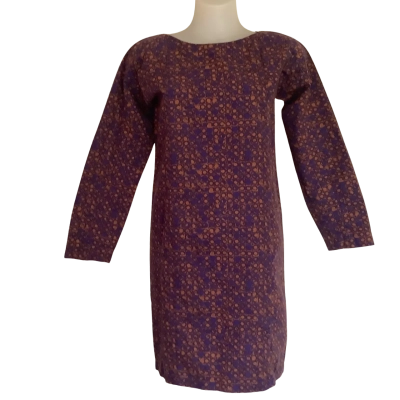 COS.  Abstract Print Navy and Brown Short Dress.  Size 36 / 8 