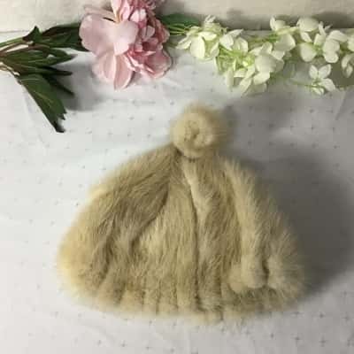 Vintage Kate’s Boutique Canada Womens One Size Beige Faux Fur Hat