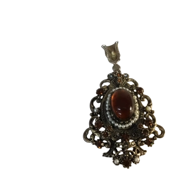  Vintage Shield Shaped Patterned Brooch approx 7 x 5cm