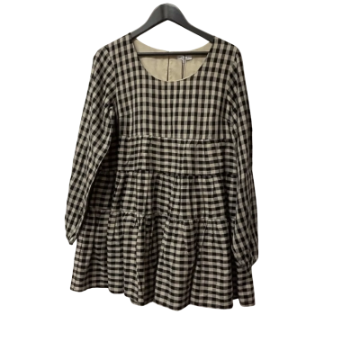 Women's AERE Size 12 Beige / Black Long Sleeve Dress  