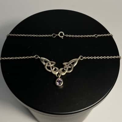 925 Celtic Knot Necklace With Gemstone