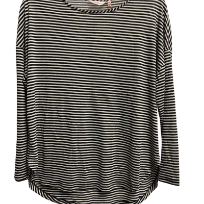 Millers Womens  Size 14 Crew Neck Top / Long Sleeve T-shirt, Black / White  / Striped