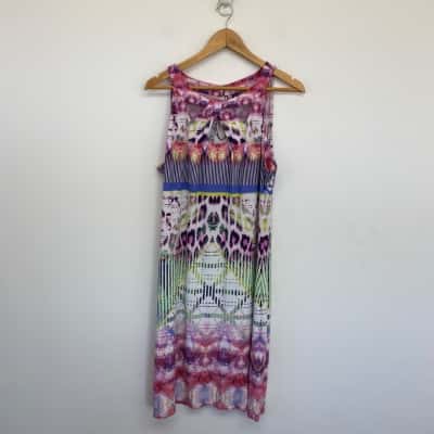 Rockmans Pink Pattern Sleeveless Midi Dress  Size XL 