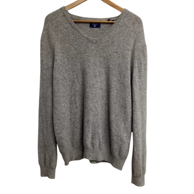 Gant Mens  Size XL V-Neck Jumper Grey VGUC