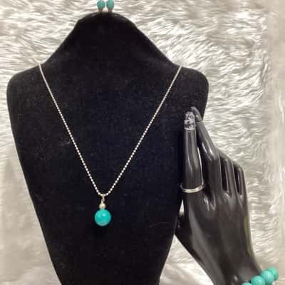  Womens Beaded Bracelet / Earrings / Necklace / Ring Blue / Other / Silver 