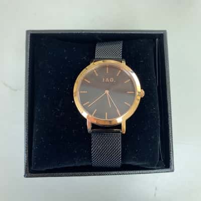 Jag Olivia Black Mesh Strap Rose Gold Case Watch