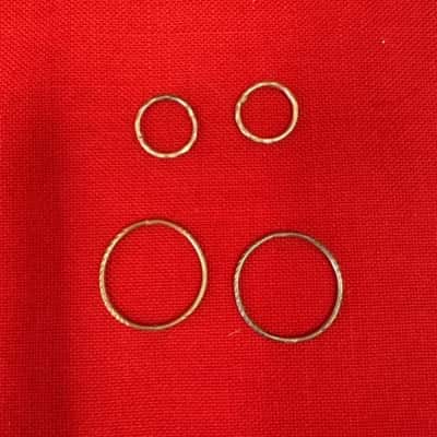  Women’s 2 x Hoop Sleepers  Earrings Small & Medium featuring Hammered Texture