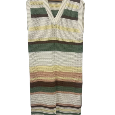 AERE Womens  Size 16 Midi Dress Brown / Cream / Green / Yellow 