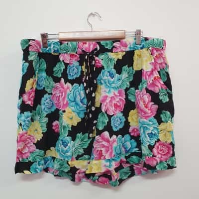 Peter Alexander Women's Size 20-22 Pyjama Shorts Black Floral - New With Tags
