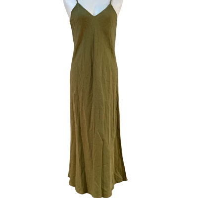 Silk Laundry Women's Size L Green Shoestring Strap Dress
