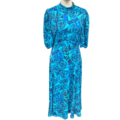 Diane Von Furstenberg Womens  Size 6 Maxi Dress Blue / Navy Blue / Pattern 