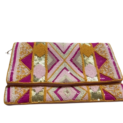 Adorne Womens Clutch Orange / Pink  