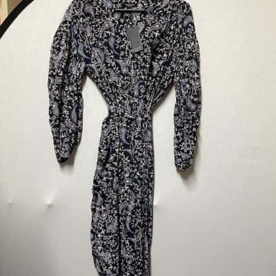 Basque Womens  Size 8 Black  / Blue / Pattern / White Dress