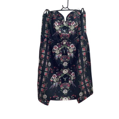 City Chic Womens Size M Black Floral Strapless Mini Dress 