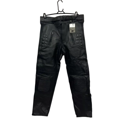Black Rose XL Black Leather Padded Motorcycle Pants